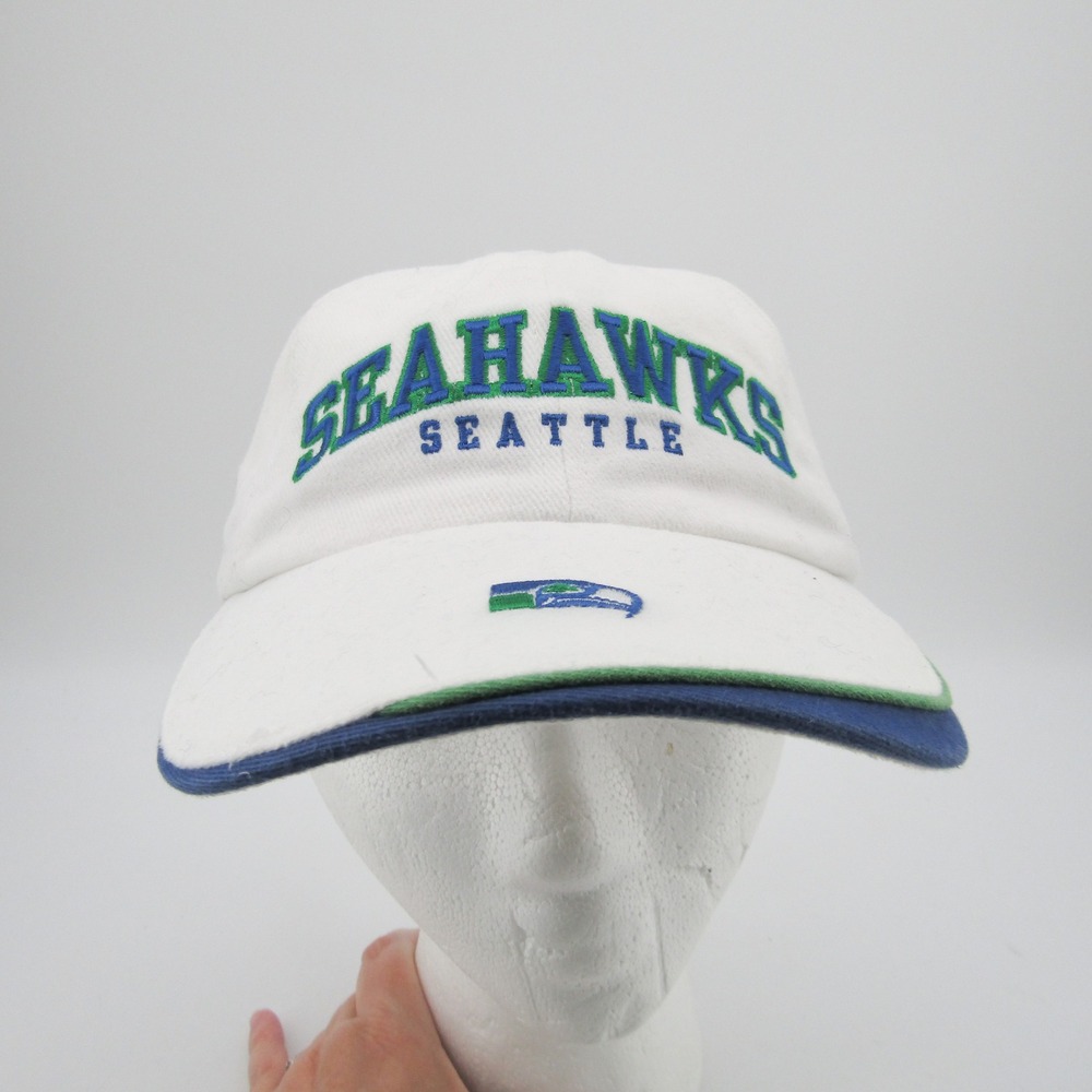 Seattle Seahawks Hat NFL Miller Lite Hat Mens White Blue Strapback Vintage Cap